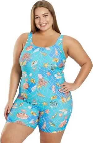 Sporti Plus Size Women Boyleg One Piece Swimsuit - Unitard Bathing Swimsuit - Athletic Full Coverage Lap Swimming Suit