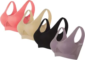 Sports Bras for Women 4 Pack Breathable Air Yoga Bras for Women Seamless Bra for Women Comfortable Gym Workout Bra