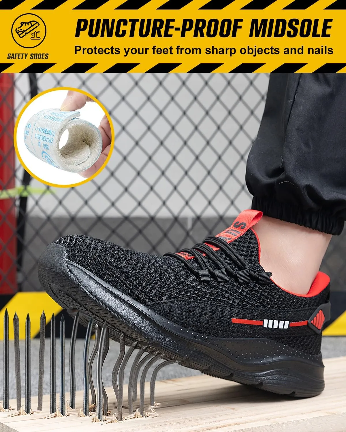 Steel Toe Shoes for Men Women Indestructible Puncture Proof Safety Work Shoes Comfortable Slip Resistant Sneakers Airy for Construction