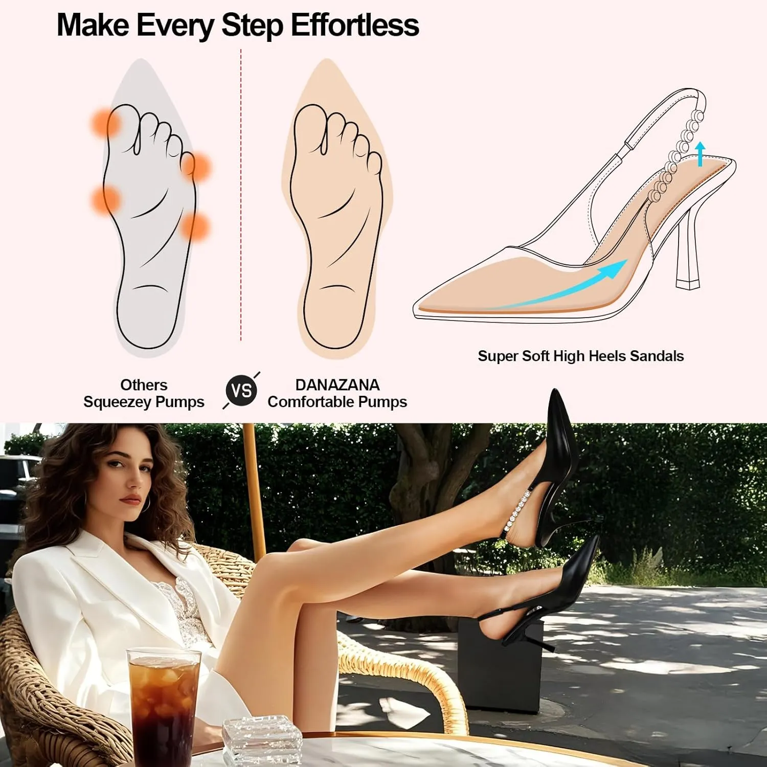 Stiletto Slingback High Heels Pointed Toe Slip On Sandals Stretch Strap Closed Toe Kitten Heels Pumps for Office Wedding Size 6-10