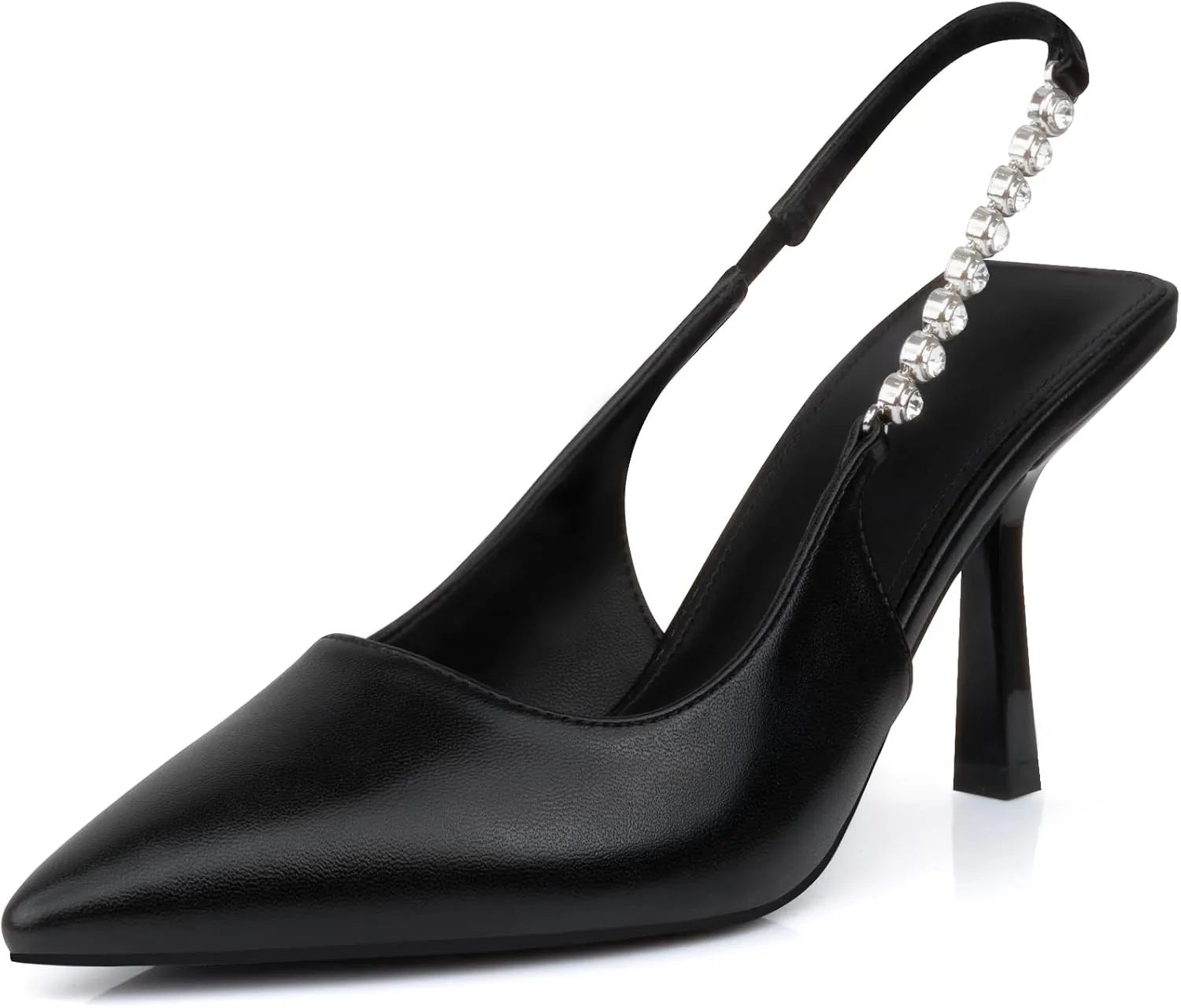 Stiletto Slingback High Heels Pointed Toe Slip On Sandals Stretch Strap Closed Toe Kitten Heels Pumps for Office Wedding Size 6-10