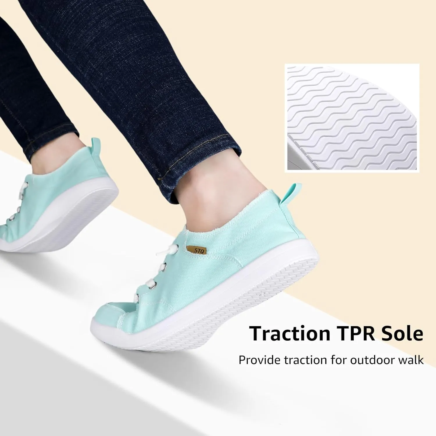STQ Slip on Sneakers for Women Casual Canvas Shoes Machine Washable