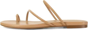 Strappy Flat Sandals for Women Open Toe Slip On Slides Toe Ring Cross Strap Slippers Sandals Casual Comfortable Summer Beach Flat Shoes