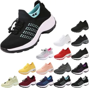Stretch Cushion Slip-On Walking Shoes for Women - Breathable Arch Support Sneakers for Plantar Fasciitis, Lightweight Sock-Style Fashion Shoes