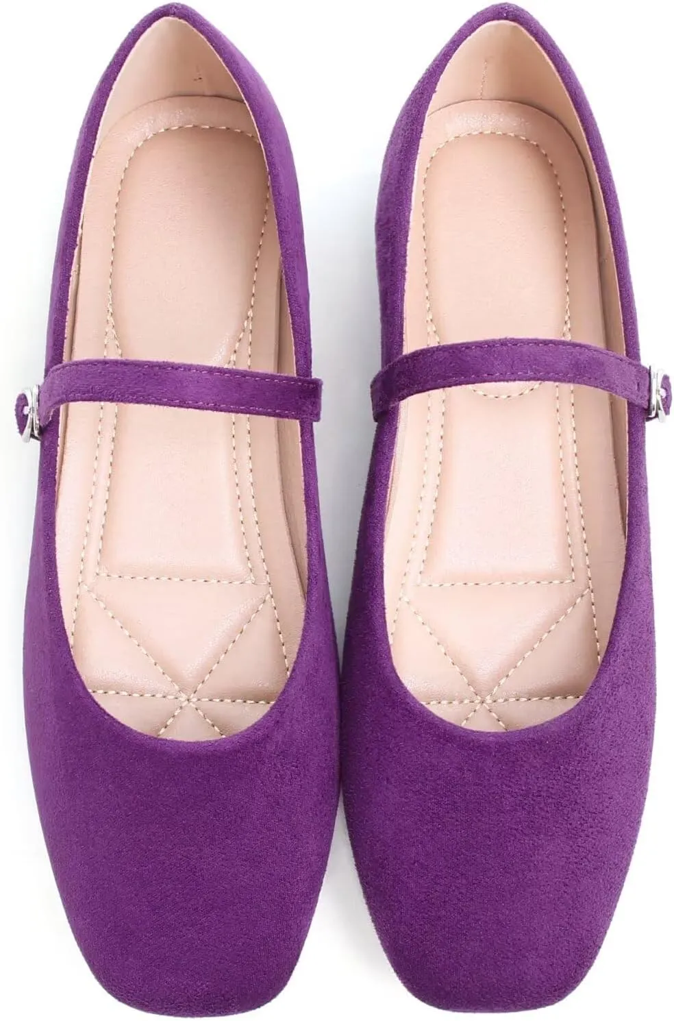 Stunner Mary Jane Square Toe Black Ballet Flats for Women - Comfortable Ankle Strap Casual Slip On Flats