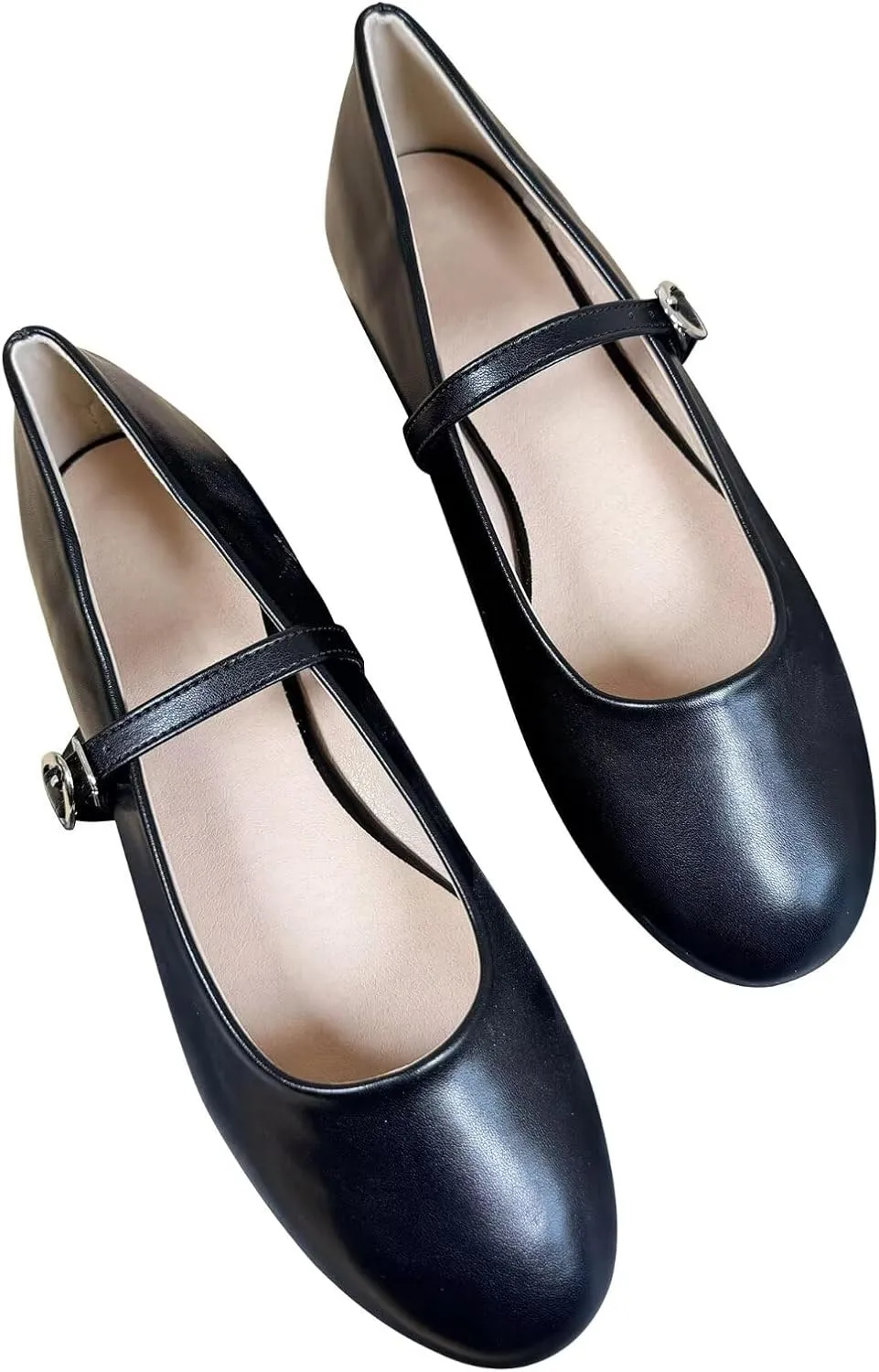 Stunner Women's Leather Dress Flats - Comfortable Square Toe Slip On Mary Jane Work Flats