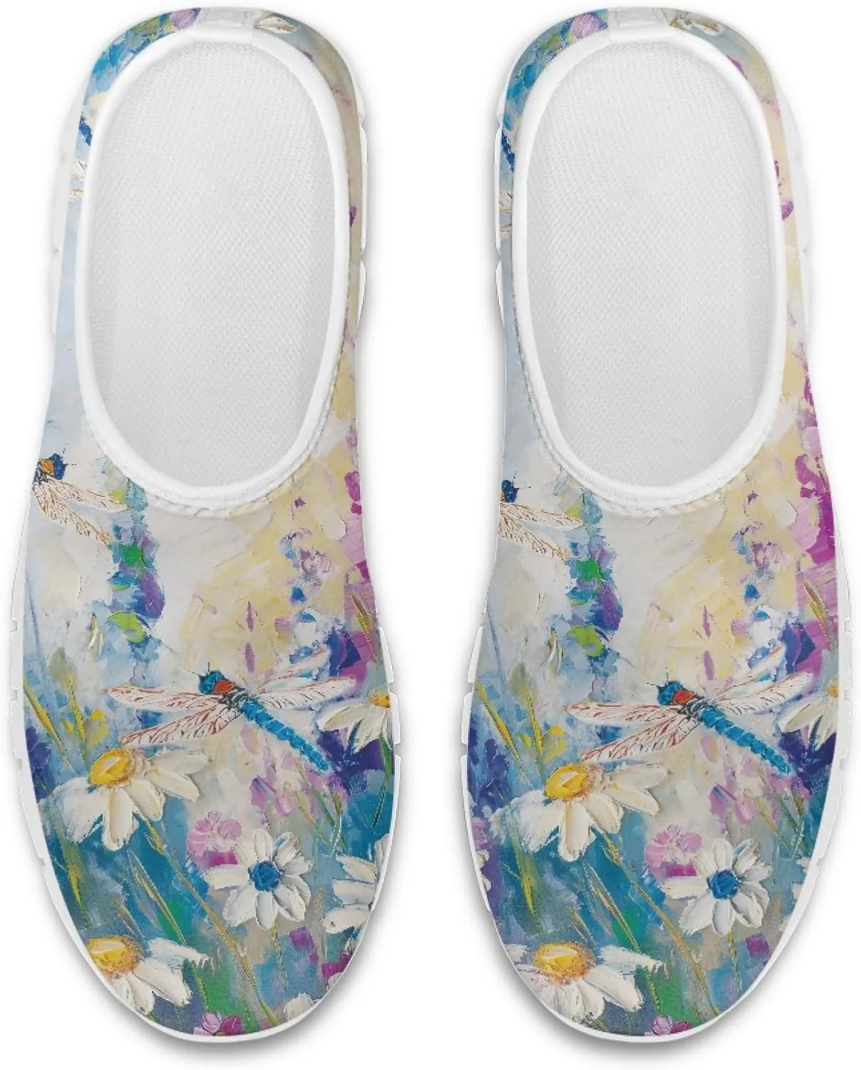 Stylish Print Women's Slip on Walking Shoes Low-Top Mesh Flat Sneaker Shoes Size 5-10.5