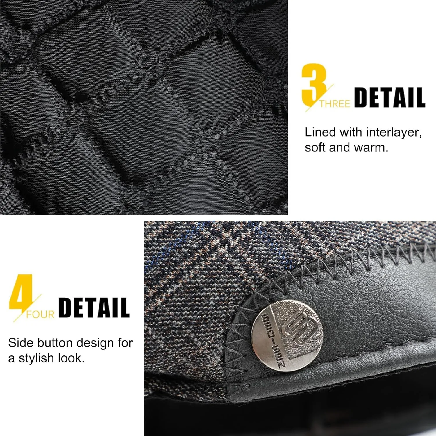 Sumolux Mens Newsboy Hat Flat Cap Gatsby Newsboy Lvy Irish Hats Driving Cabbie Hunting Cap