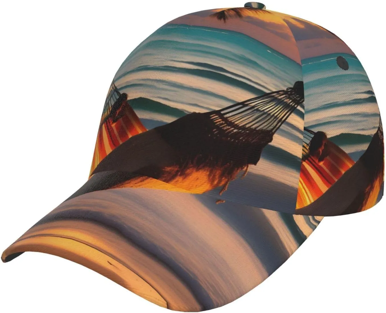 Sunset Beach Hammock Baseball Cap,Adjustable Baseball Cap,#Sports Cap,Breathable,Washable,Suitable for Both Men and Women Black