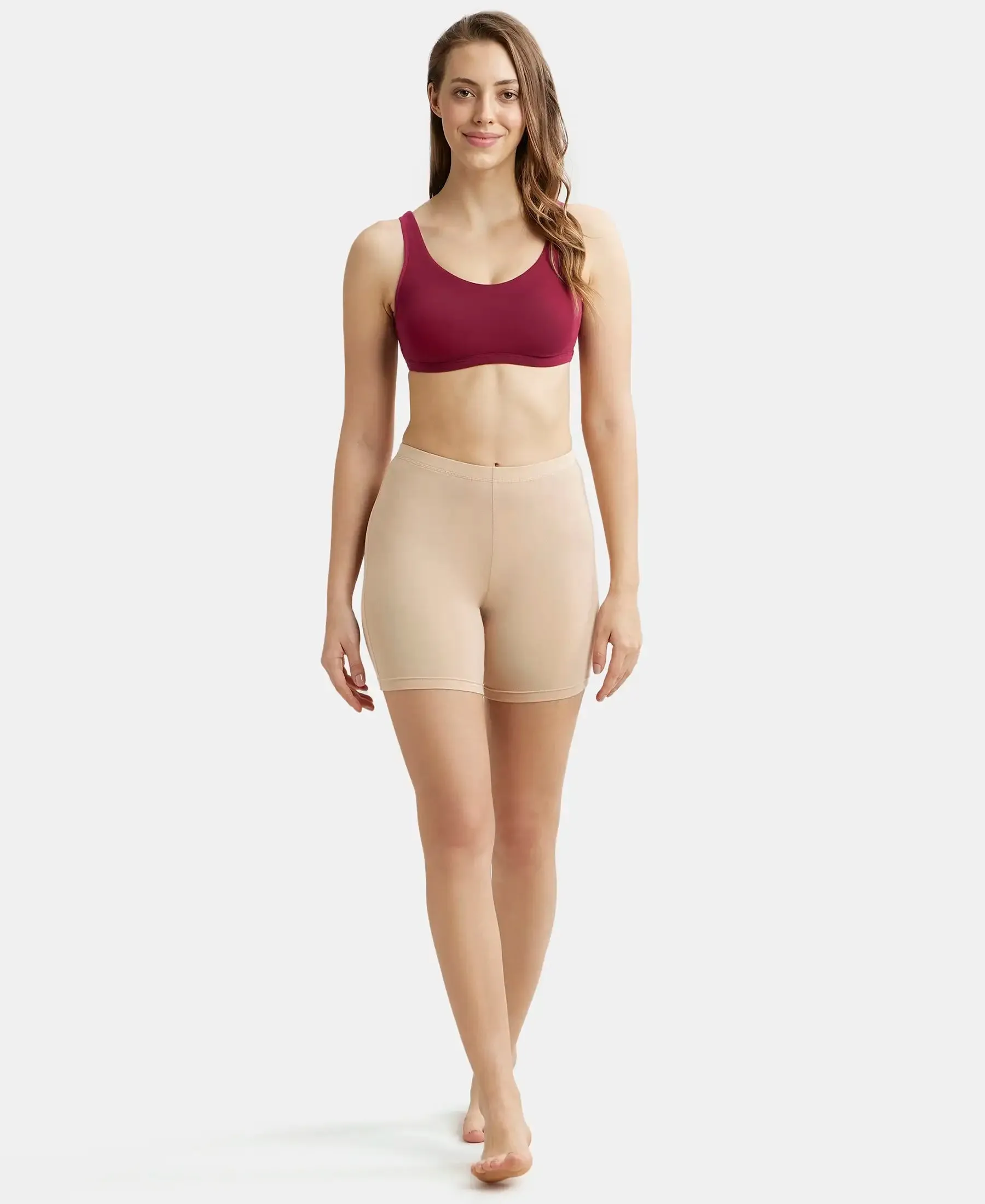 Super Combed Cotton Elastane Stretch Slip On Lounge Bra With StayFresh Treatment - Beet Red