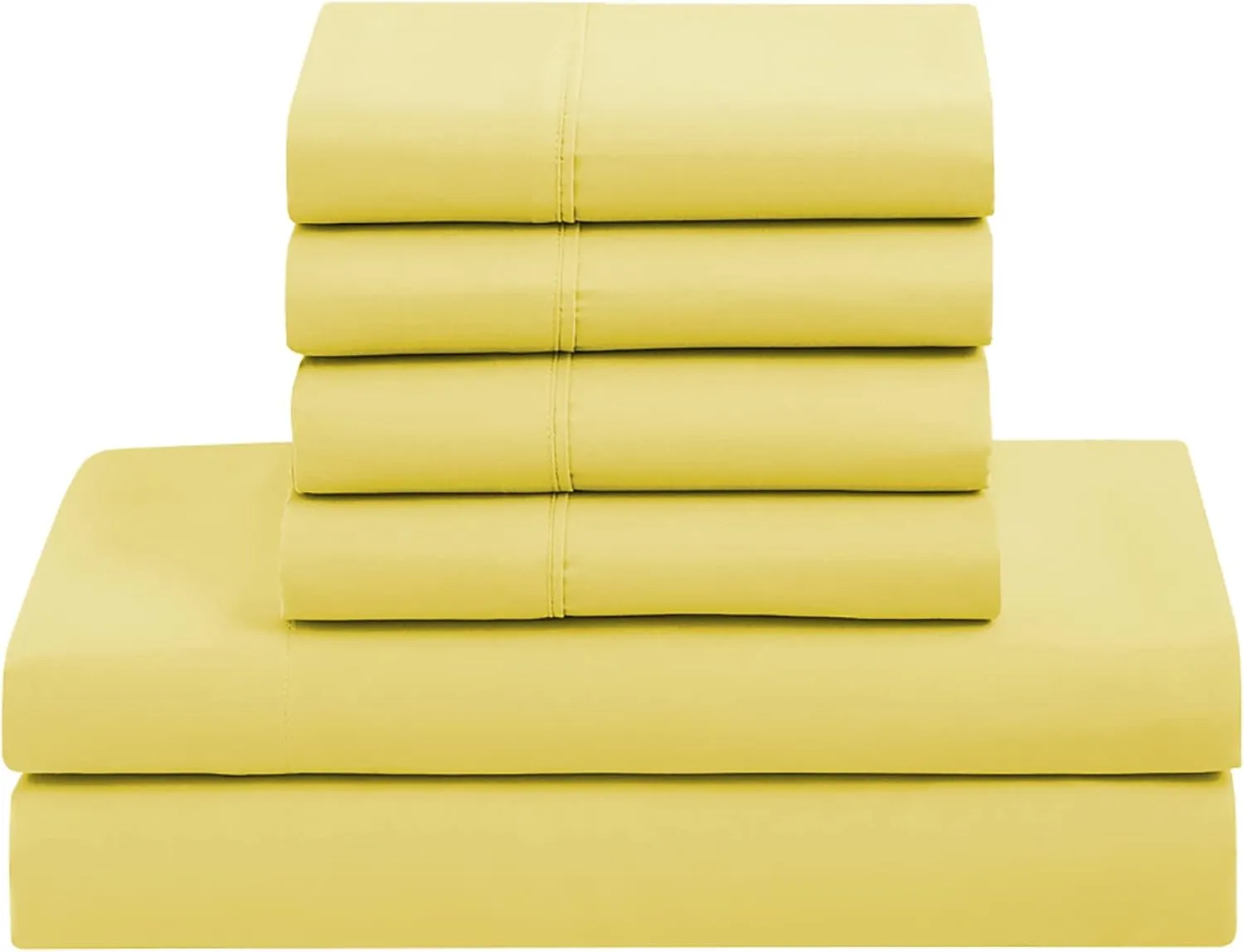 Sweet Home Collection 5 Piece Comforter Set Bag Solid Color All Season Soft Down Alternative Blanket & Luxurious Microfiber Bed Sheets, Yellow, Twin