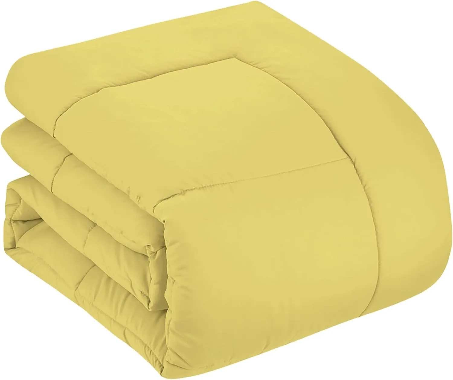 Sweet Home Collection 5 Piece Comforter Set Bag Solid Color All Season Soft Down Alternative Blanket & Luxurious Microfiber Bed Sheets, Yellow, Twin