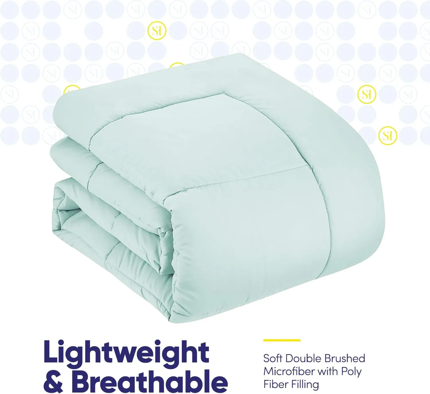 Sweet Home Collection 7 Piece Comforter Set Bag Solid Color All Season Soft Down Alternative Blanket & Luxurious Microfiber Bed Sheets, Aqua, Queen