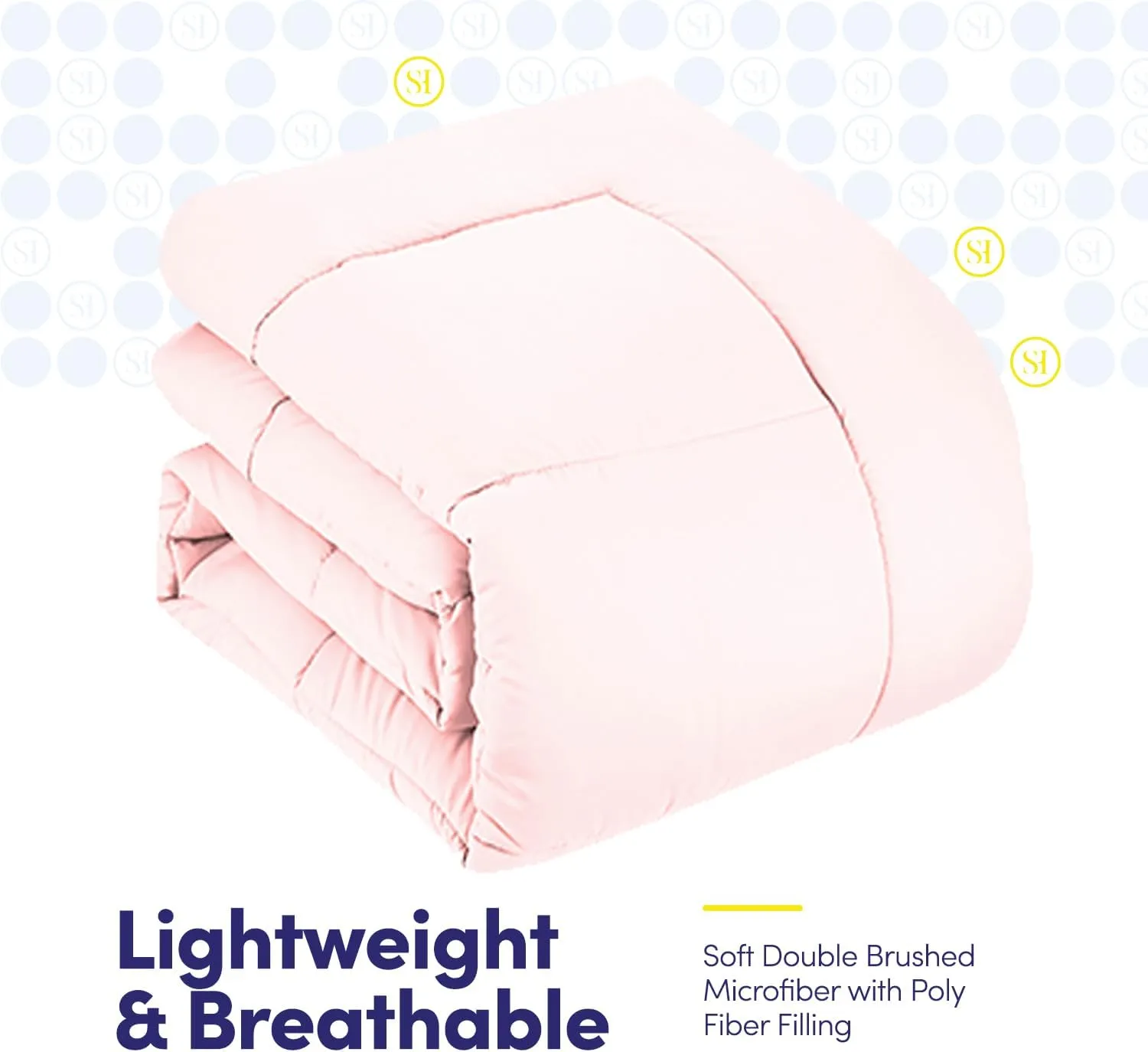 Sweet Home Collection 7 Piece Comforter Set Bag Solid Color All Season Soft Down Alternative Blanket & Luxurious Microfiber Bed Sheets, Pale Pink, Twin XL