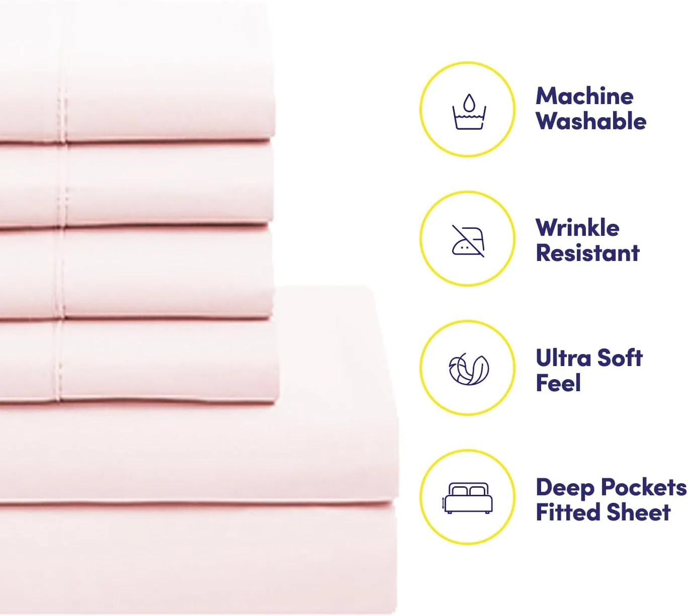 Sweet Home Collection 7 Piece Comforter Set Bag Solid Color All Season Soft Down Alternative Blanket & Luxurious Microfiber Bed Sheets, Pale Pink, Twin XL