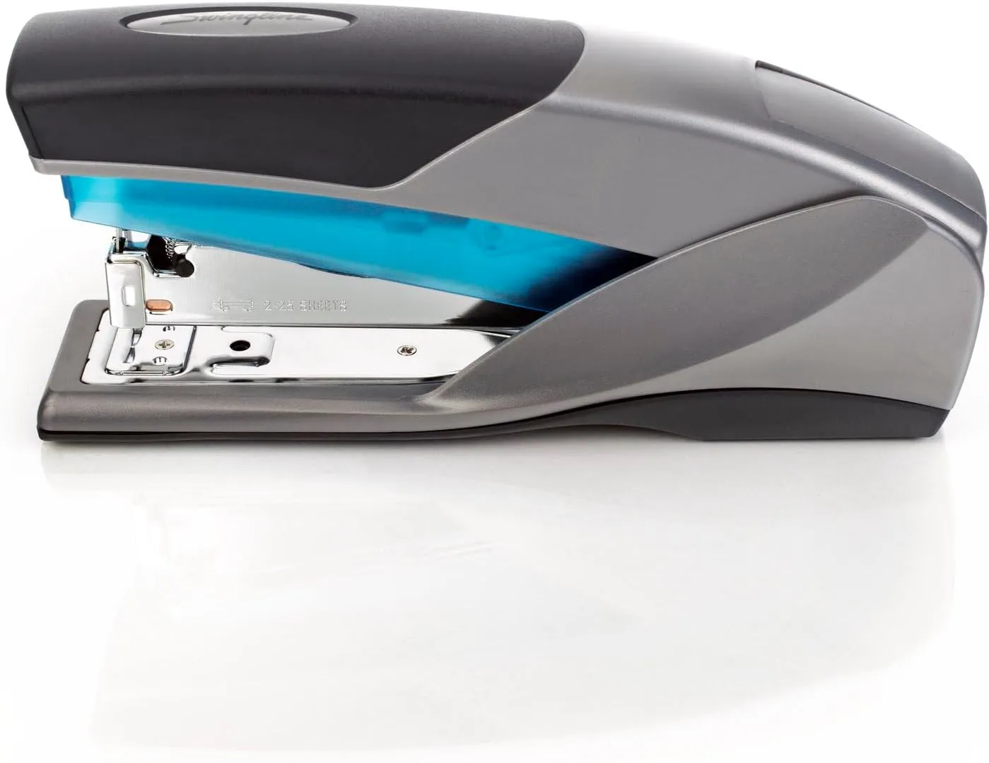 Swingline Stapler, 25 Sheet Capacity, Optima 25, Jam Free, Reduced Effort, Soft Grip, Blue and Gray (66404)