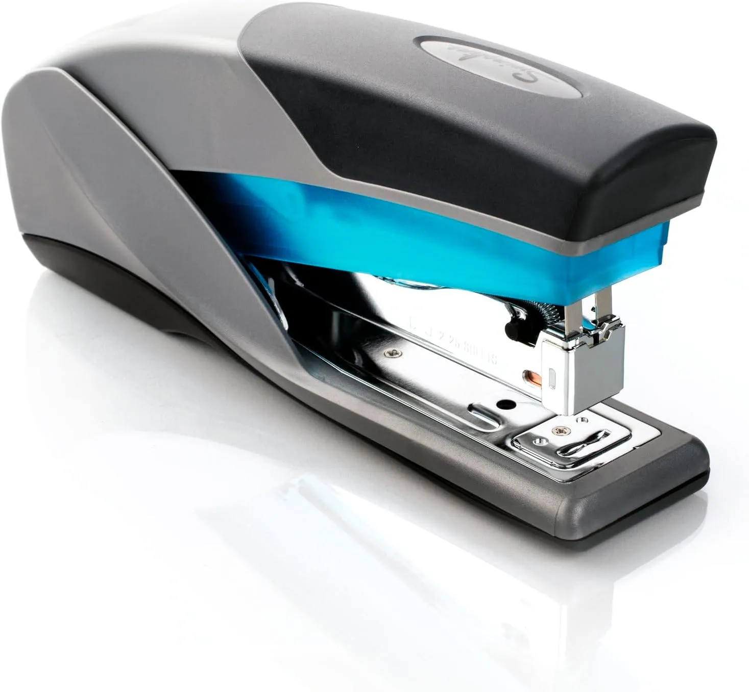 Swingline Stapler, 25 Sheet Capacity, Optima 25, Jam Free, Reduced Effort, Soft Grip, Blue and Gray (66404)