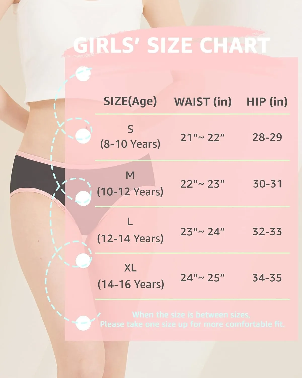 Teen Girls Underwear Cotton Brief Panties 6 pack