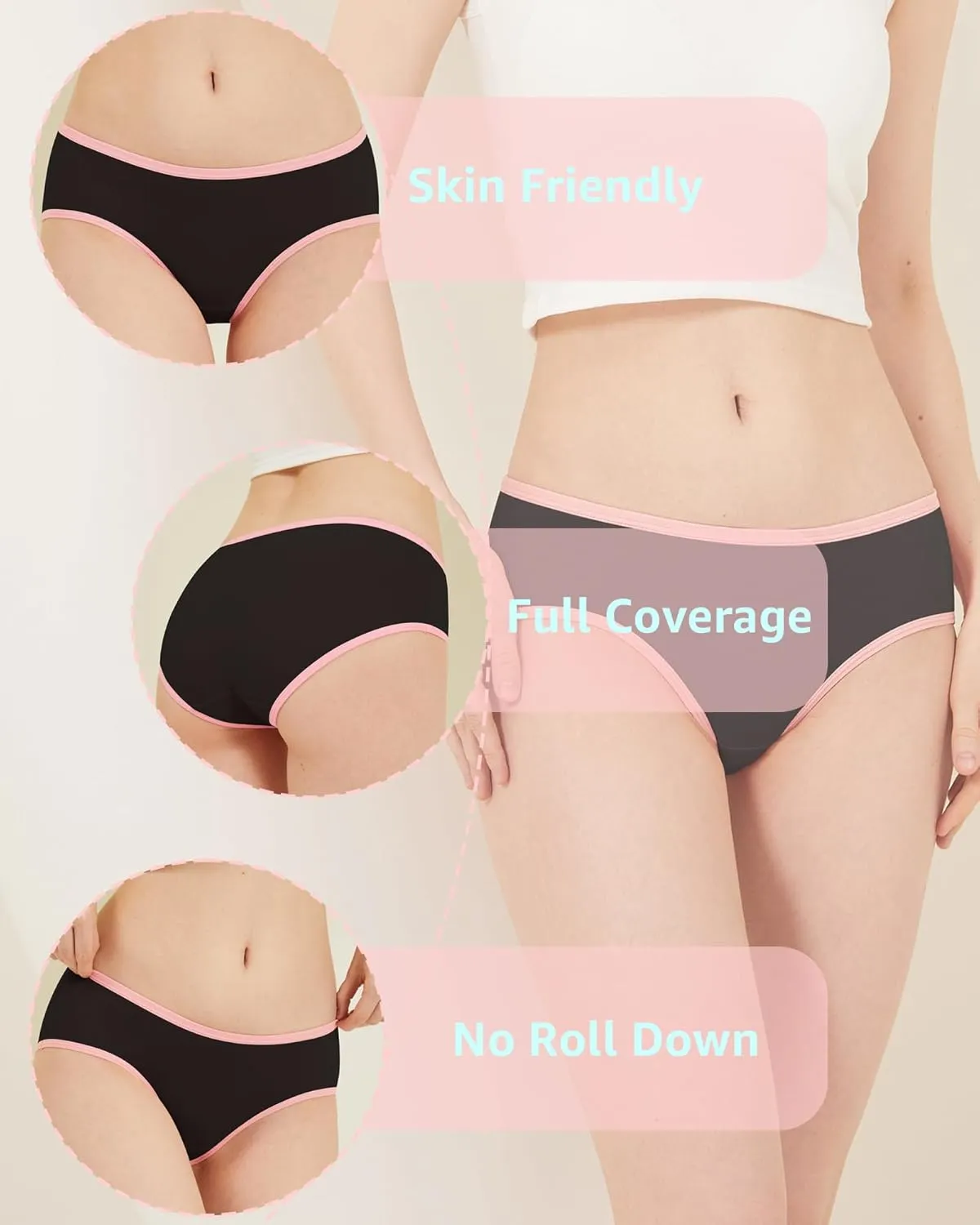 Teen Girls Underwear Cotton Brief Panties 6 pack