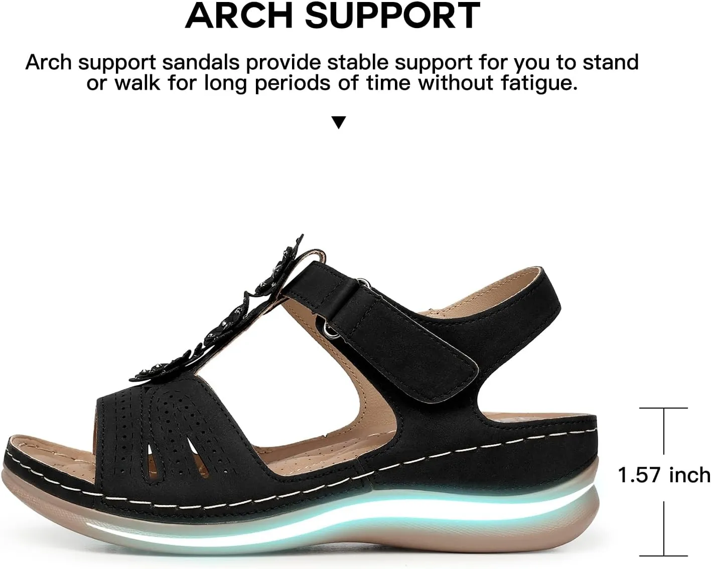 TEMOFON Wedge Sandals for Women Comfortable Walking Sandals Bohemian Open Toe Sandals Causal Summer Arch Support Flat Sandals