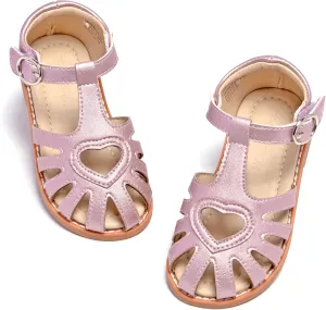 THEE BRON Princess Toddler Close Toe Sandals | Retro Lace-Up Design | Breathable Girls Shoes 3-12 Years