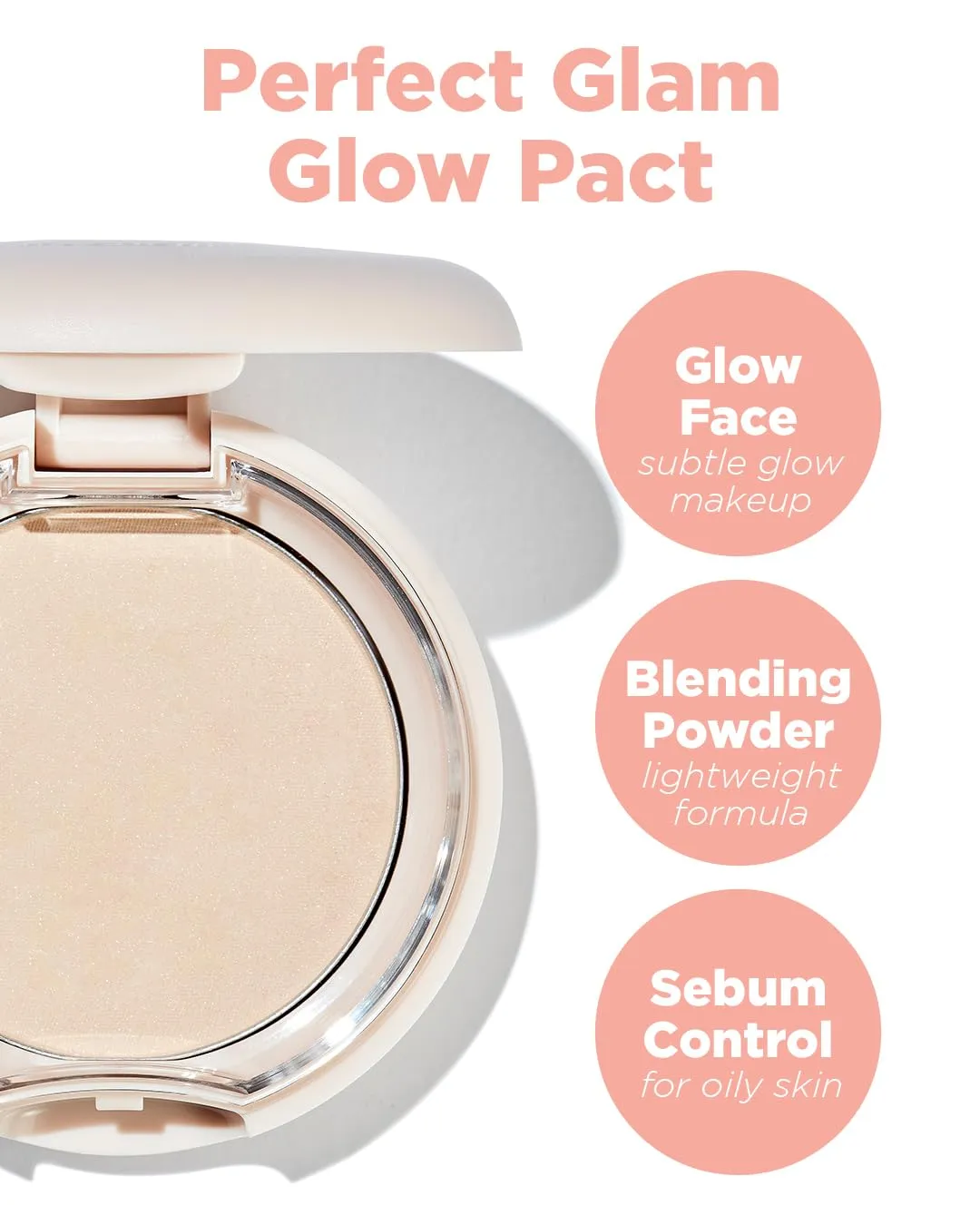 THESAEM Glam Glow Pact - Illuminating Pressed Powder for Oily & Combo Skin - Matte Finish with Radiant Finish - Sebum Control Pore Refining Pact with Natural Luminous Glow, 0.3oz.