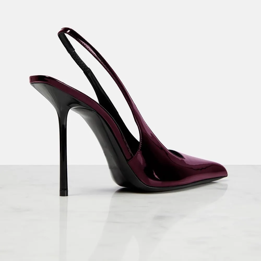 THESHY Slingback Heels for Womens Pointed Toe Stiletto High Heels Metal Stretch Slip-on Pumps Backless Fashion Dress Pumps for Women