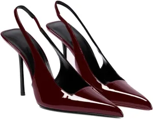 THESHY Women's Pointed Toe High Stiletto Heels Slingback Stretch Slip-on Pumps Backless Patent Leather Fashion Dress Shoes for Women