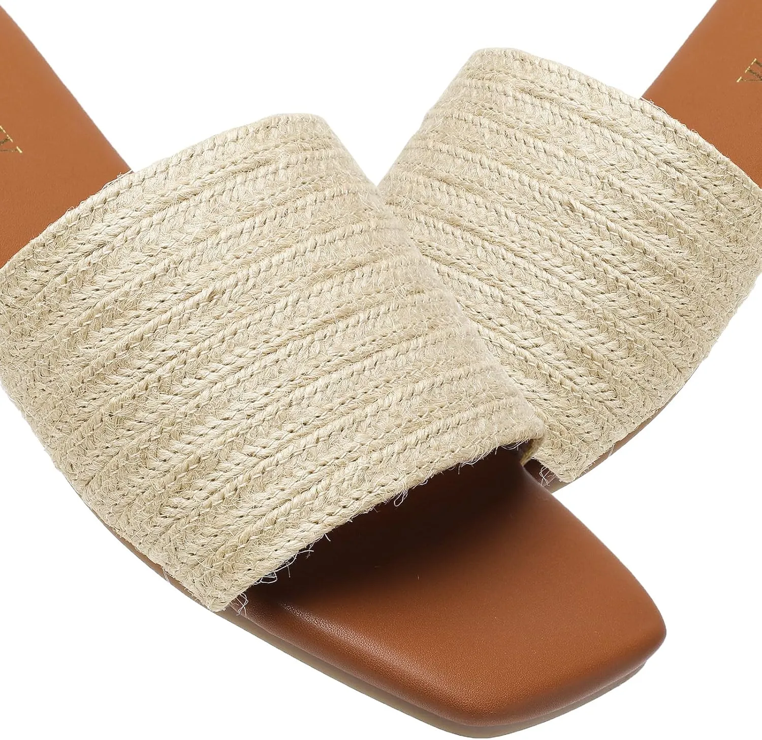 Tilocow Knitted Flat Sandals For women Square Open Toe Slide Sandals Casual Summer Shoes