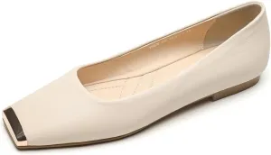 TinaCus Handmade Square Toe Genuine Leather Women's Slip On Comfortable Flat Shoes