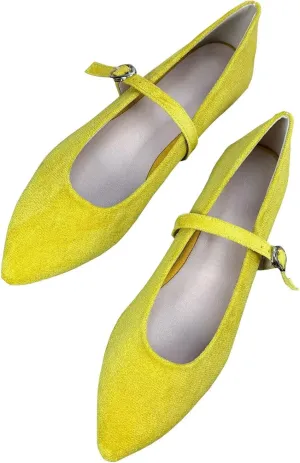 TN TANGNEST Leather Flats for Women Comfortable Pointy Toe Slip On Flats Soft Work Flats Retro Mary Jane Flats
