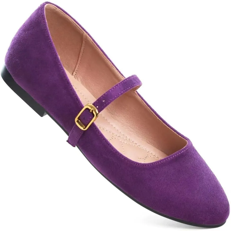TN TANGNEST Women's Leather Flats Comfortable Square Toe Dress Flats Retro Soft Mary Jane Flats