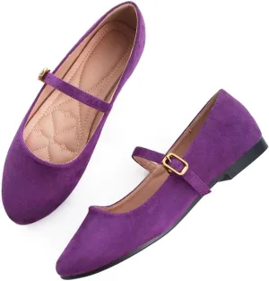 TN TANGNEST Women's Leather Flats Comfortable Square Toe Dress Flats Retro Soft Mary Jane Flats