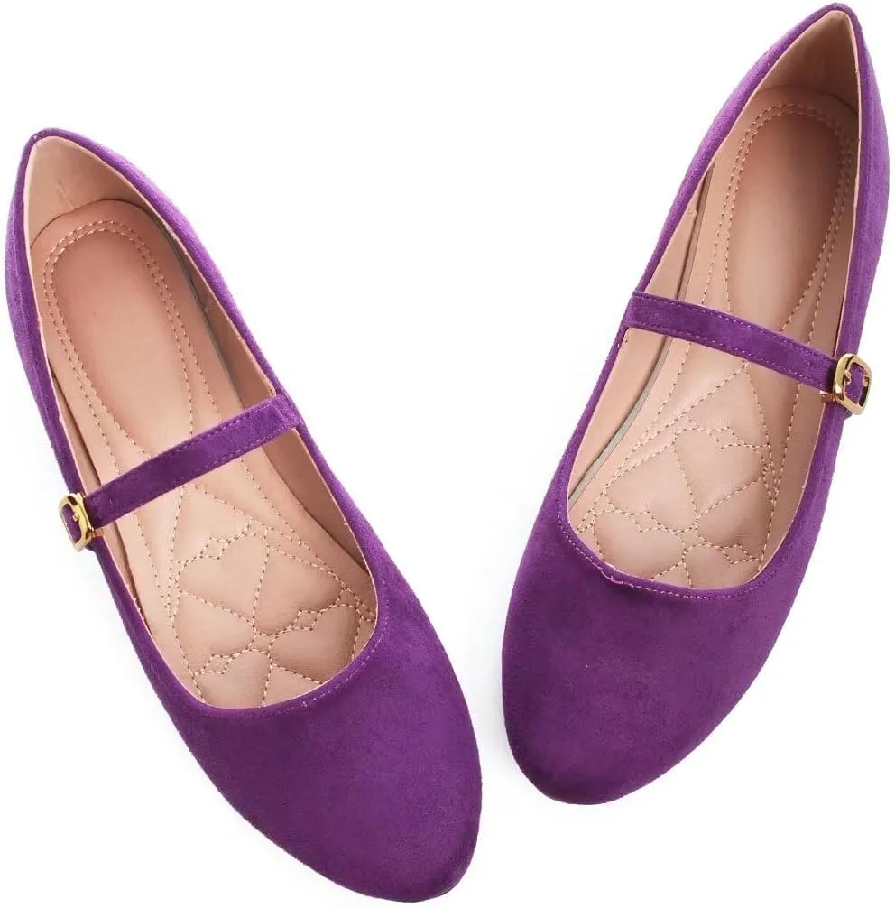 TN TANGNEST Women's Leather Flats Comfortable Square Toe Dress Flats Retro Soft Mary Jane Flats