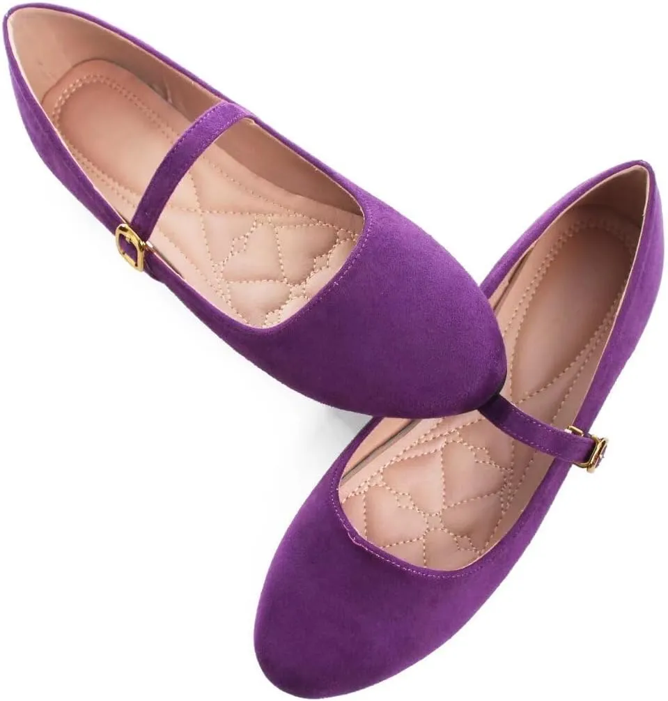 TN TANGNEST Women's Leather Flats Comfortable Square Toe Dress Flats Retro Soft Mary Jane Flats