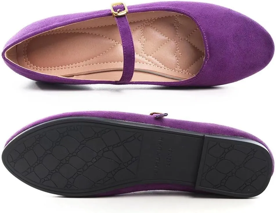 TN TANGNEST Women's Leather Flats Comfortable Square Toe Dress Flats Retro Soft Mary Jane Flats