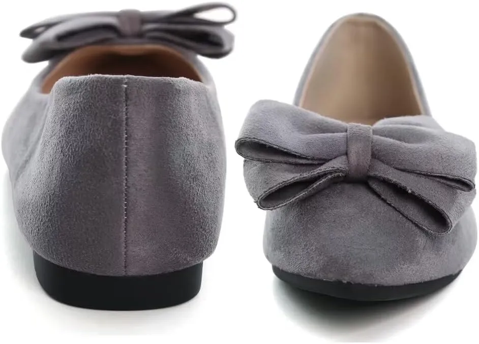 TN TANGNEST Women's Summer Dress Flats - Comfortable Pointed Toe Bowknot Ballet Shoes for Woman - Soft Suede Driving Flats