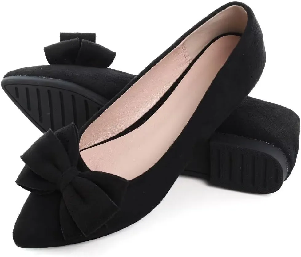 TN TANGNEST Women's Summer Dress Flats - Comfortable Pointed Toe Bowknot Ballet Shoes for Woman - Soft Suede Driving Flats