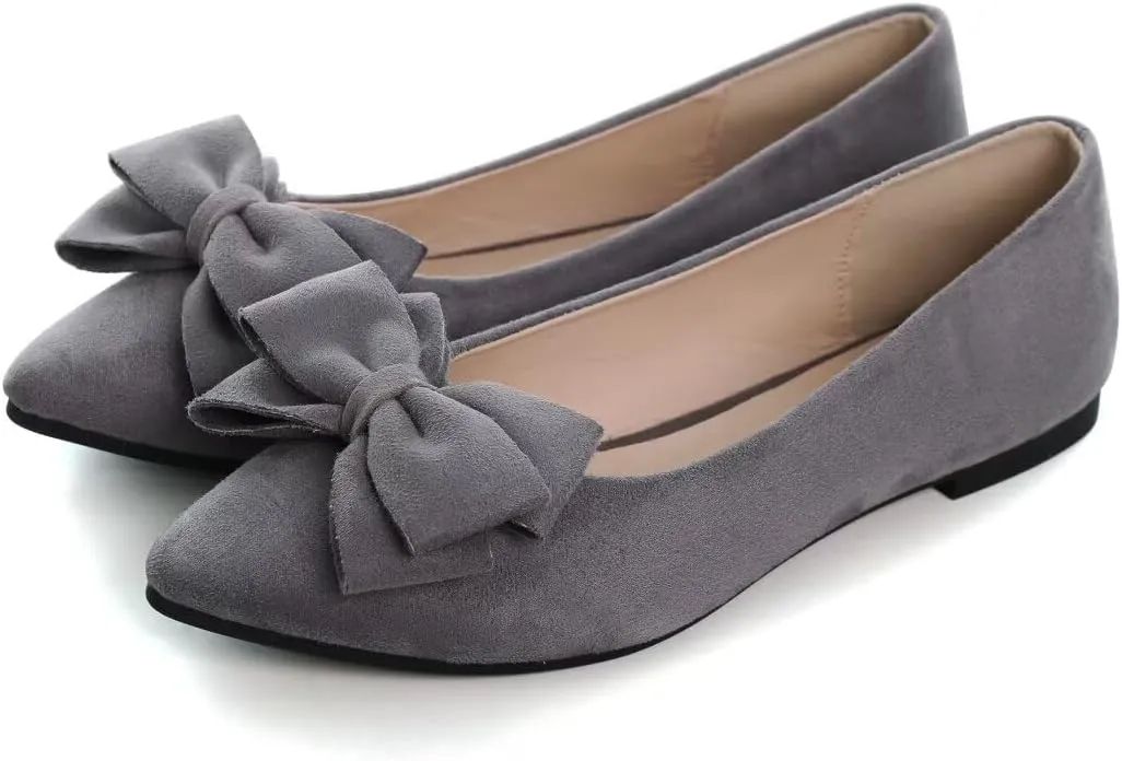 TN TANGNEST Women's Summer Dress Flats - Comfortable Pointed Toe Bowknot Ballet Shoes for Woman - Soft Suede Driving Flats