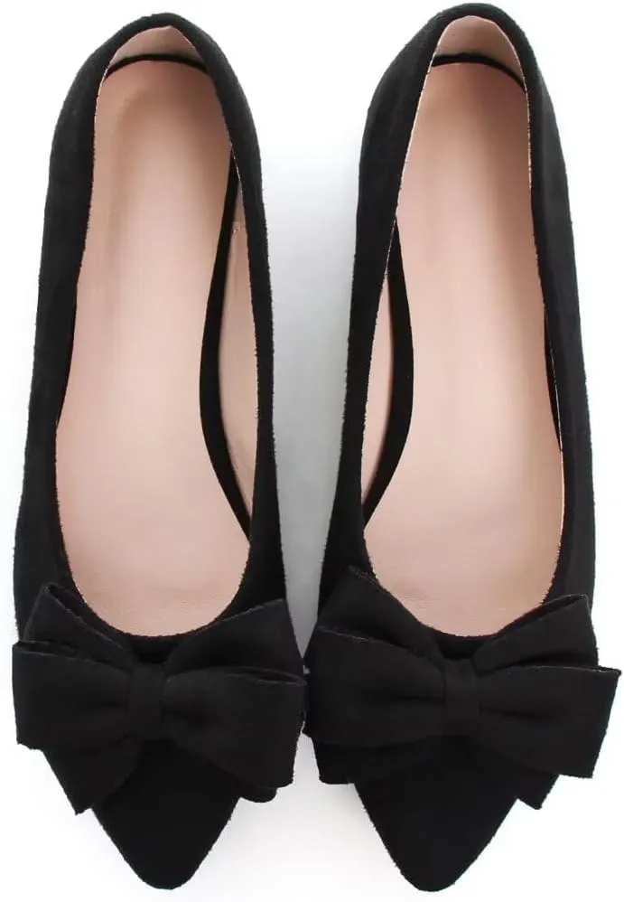 TN TANGNEST Women's Summer Dress Flats - Comfortable Pointed Toe Bowknot Ballet Shoes for Woman - Soft Suede Driving Flats