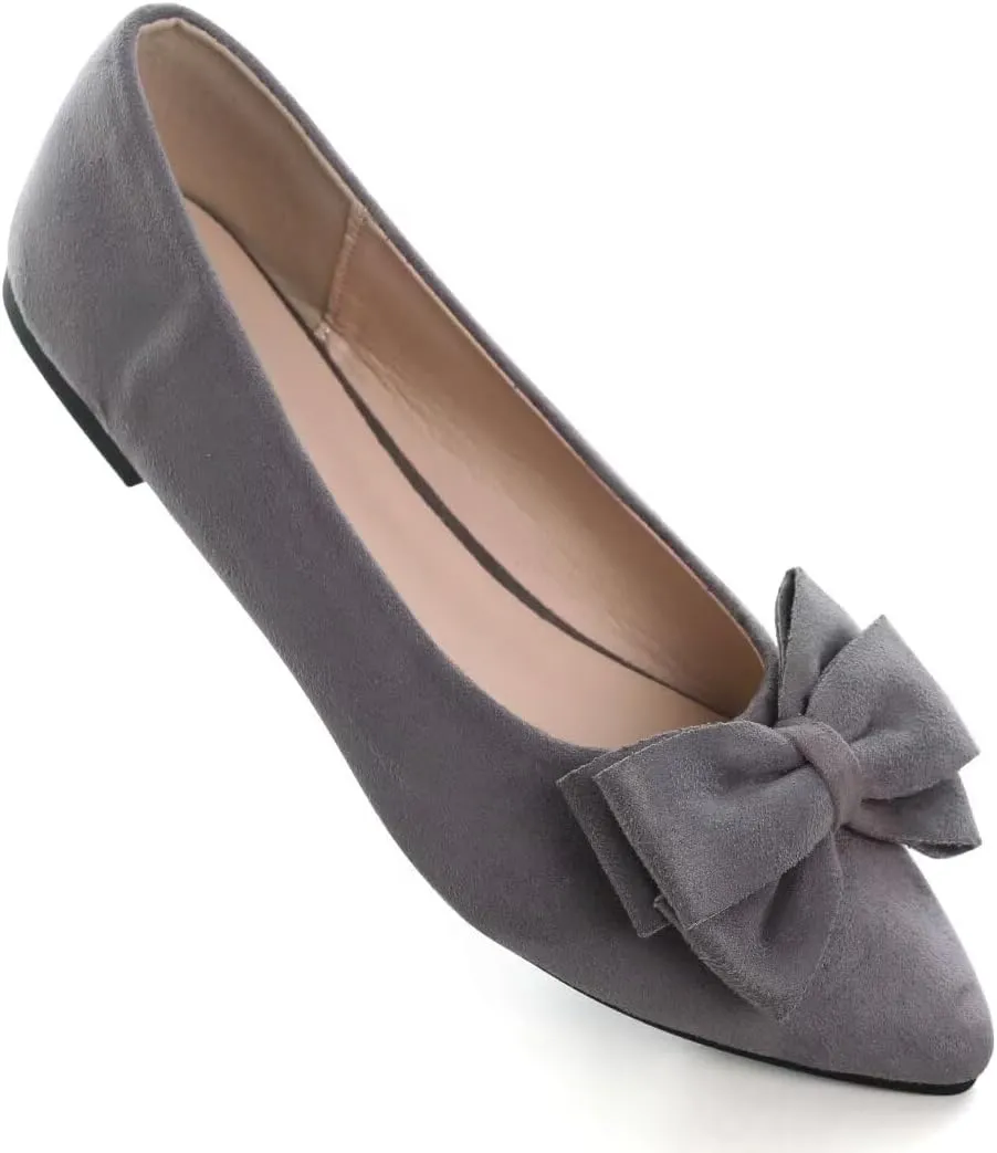 TN TANGNEST Women's Summer Dress Flats - Comfortable Pointed Toe Bowknot Ballet Shoes for Woman - Soft Suede Driving Flats