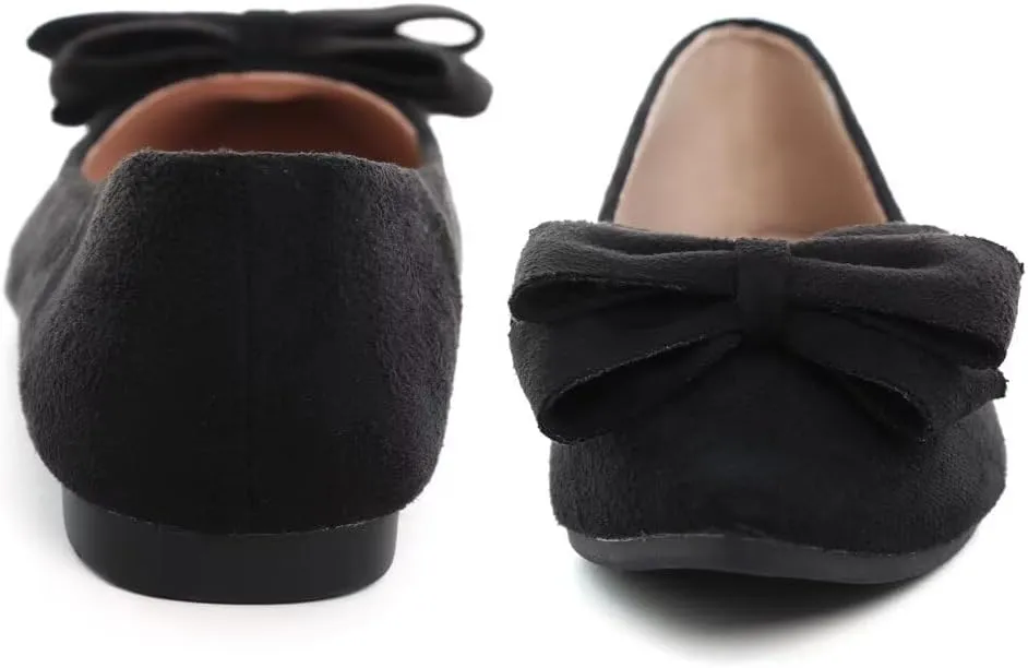 TN TANGNEST Women's Summer Dress Flats - Comfortable Pointed Toe Bowknot Ballet Shoes for Woman - Soft Suede Driving Flats