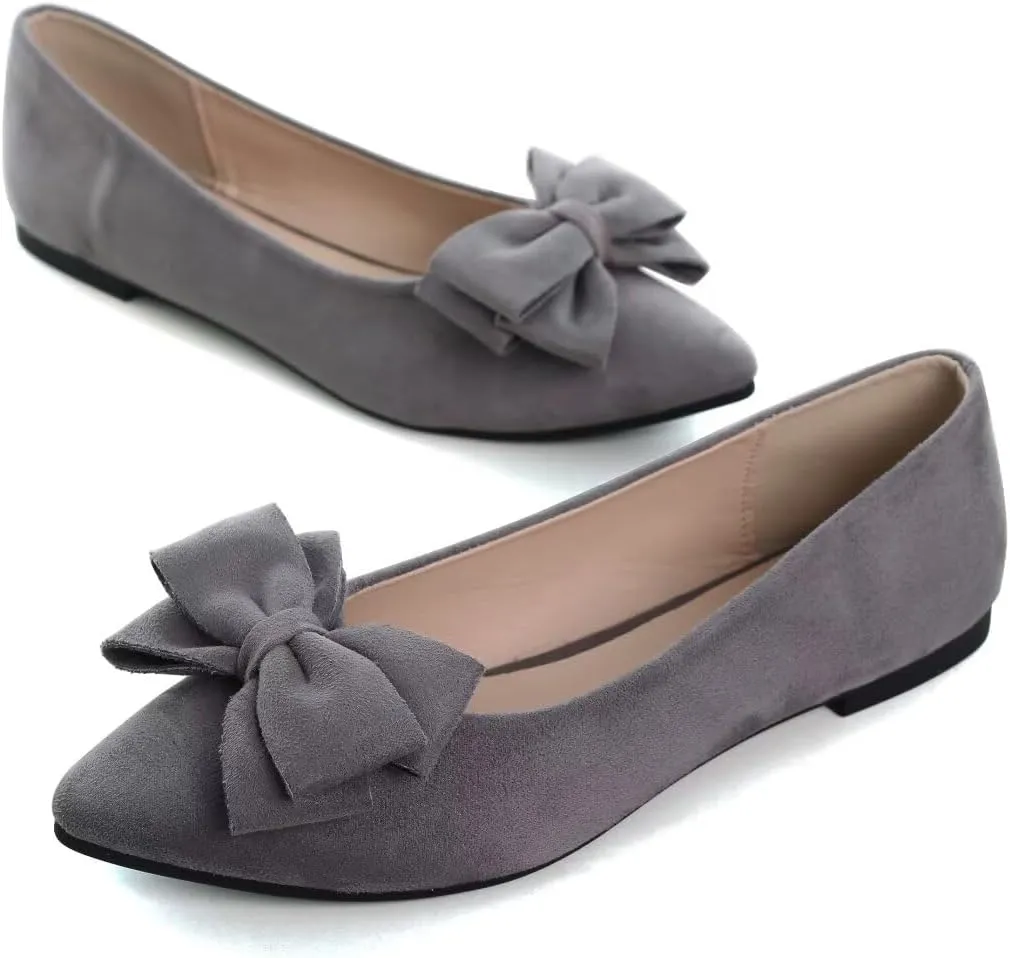 TN TANGNEST Women's Summer Dress Flats - Comfortable Pointed Toe Bowknot Ballet Shoes for Woman - Soft Suede Driving Flats