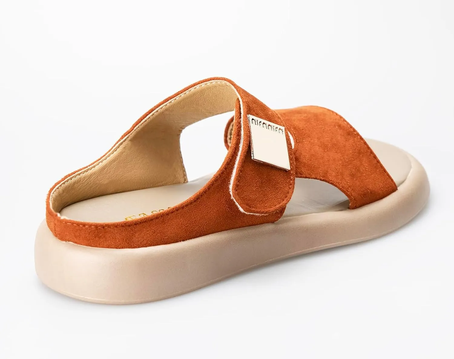 TOCONFFON Women's Flat Slides Sandals Comfort Adjustable Double Strap Slip on Soft Leather Slippers
