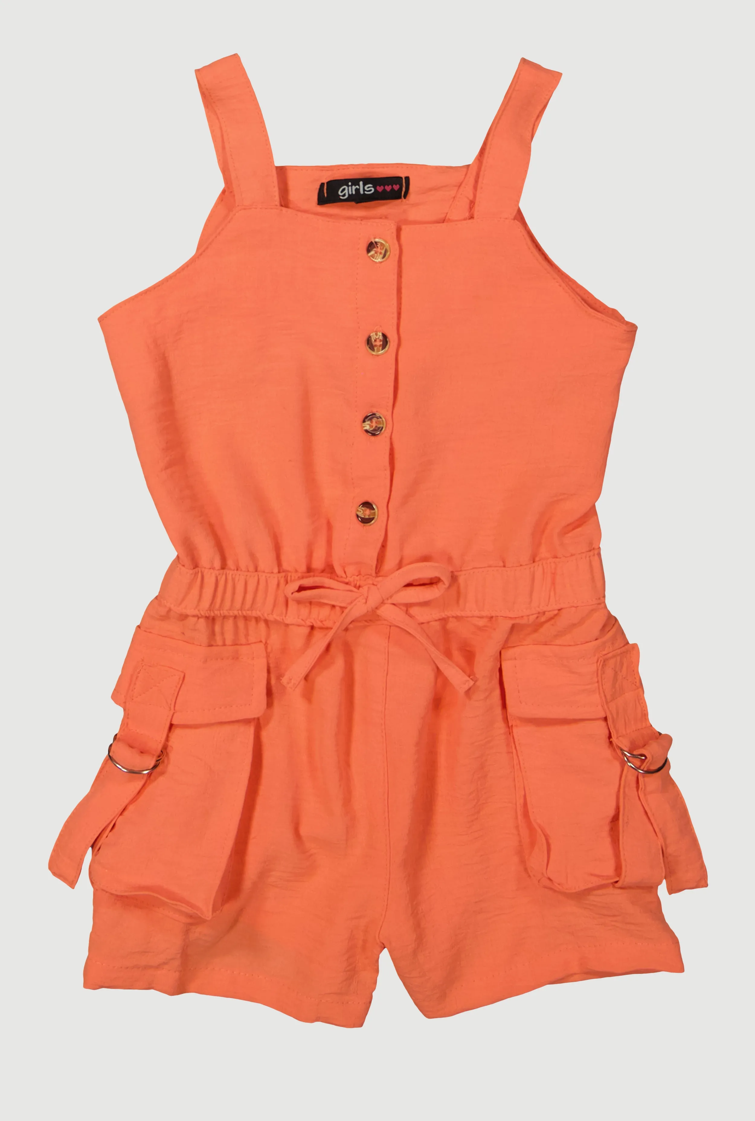 Toddler Girls Airy Button Front Utility Romper