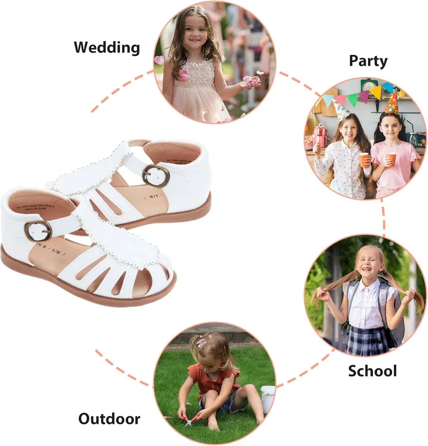 Toddler Girls Sandals Soft Closed Toe Princess Dress Flat Sandals Summer Shoes