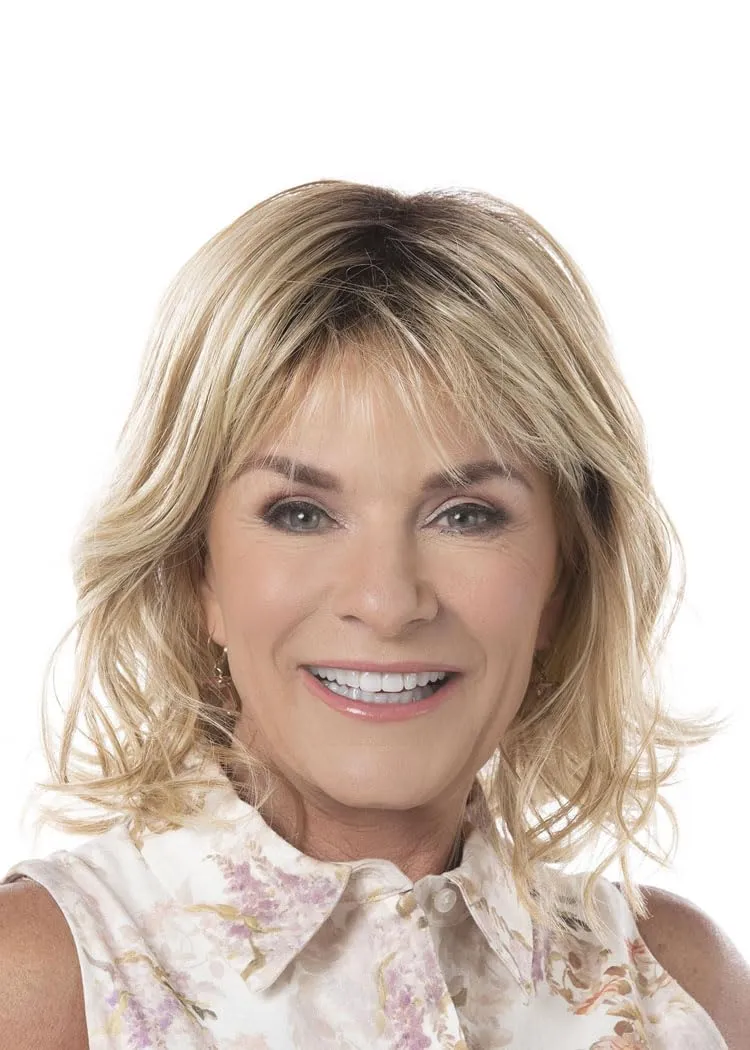 Toni Brattin Spectacular Wig - Shoulder-Length Layered Waves & a Soft, Airy Bang - Heat-Friendly Synthetic Fiber Looks & Feels like Natural Hair - Adjustable & Comfortable (Dark Red, Plus)