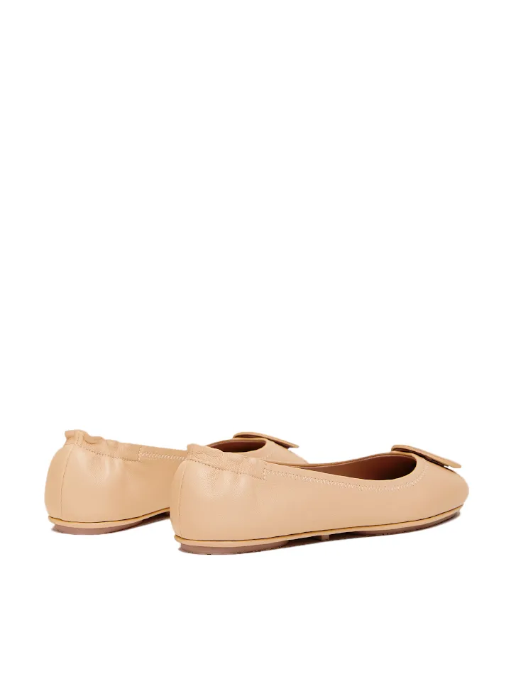 Tory Burch 51158251 Minnie Travel Ballet With Soft Logo Nappa Leather Goan Sand