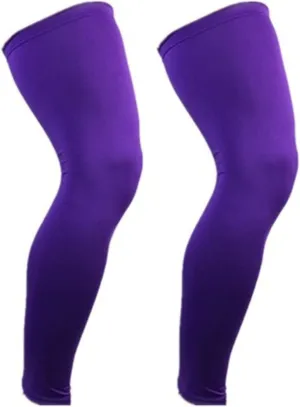 TREGOO Sports Compression Long Leg Sleeve UV Full Length Knee Sleeve for Men Women Youth Running Basketball Football Cycling (Purple,X-Large)
