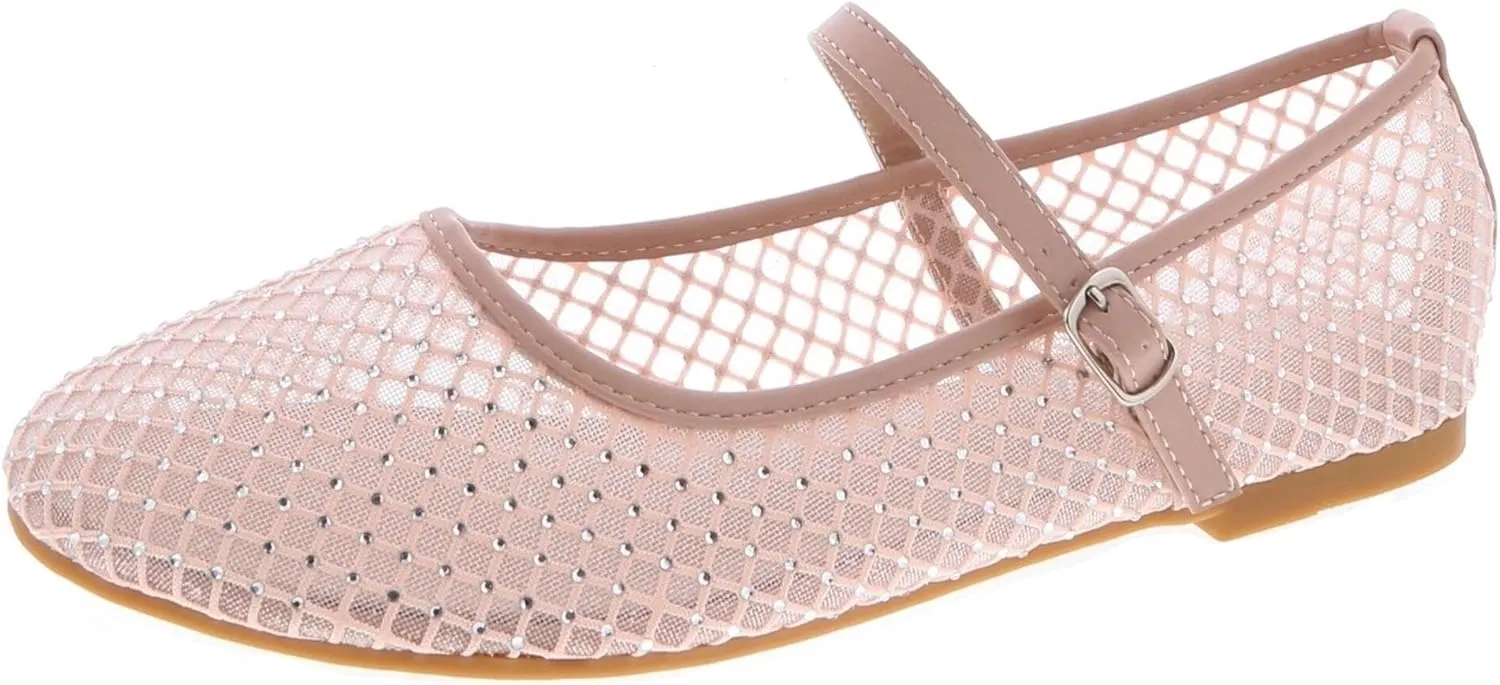 TruFox Women's Mesh Ballet Flats Buckle Strap Comfortable Ballerina Shoes Flats